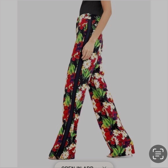 Veronica Beard Grigore Pants Floral High Rise Tuxedo Wide Leg Palazzo / 6 - Picture 2 of 12